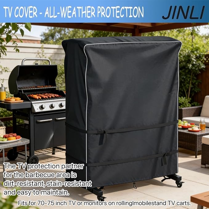 JINLI 70-75 inch outdoor TV trolley cover, courtyard TV cover, Oxford fabric