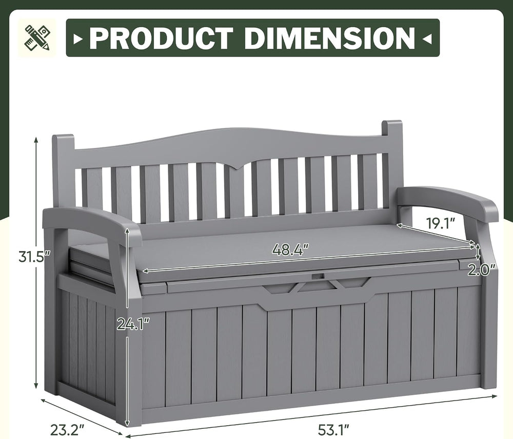 Flamaker 80 Gallon Storage Bench with Cushion, Waterproof, All-Weather