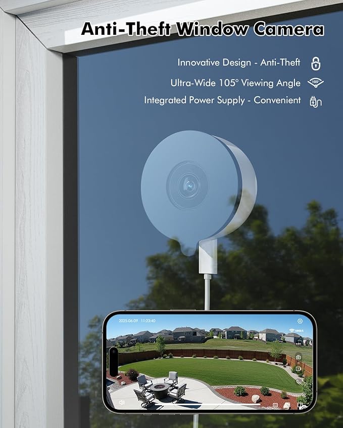 YesPano 3MP 2K Window Camera, 5G & 2.4GHz WiFi Indoor Camera (2 Pack)