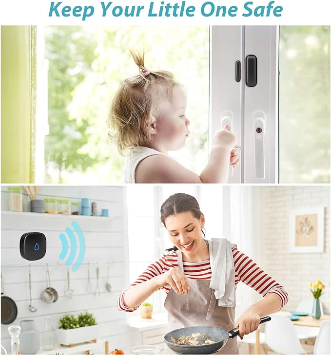 METAK Wireless Door Chime, Door Open Contact Sensor Alarm