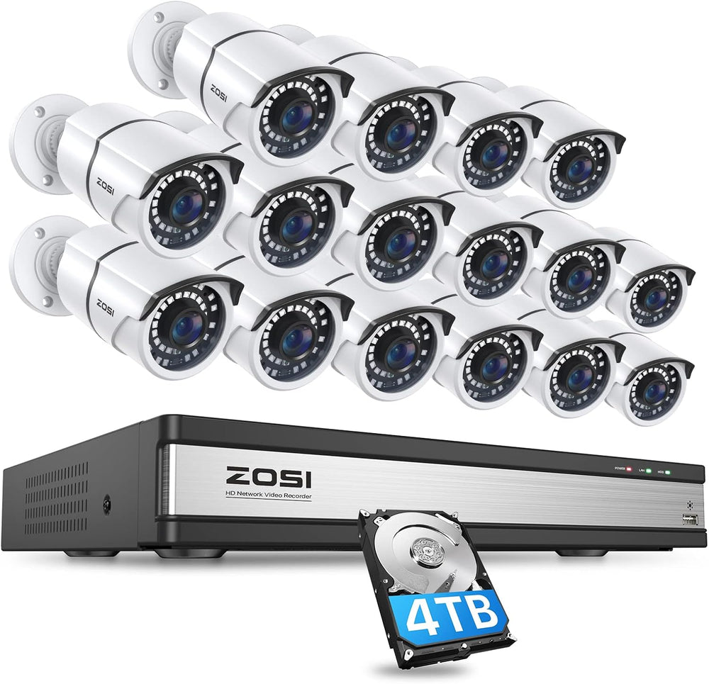 ZOSI 16 Channel 4K PoE Home/Business Security Camera System with 4TB HDD
