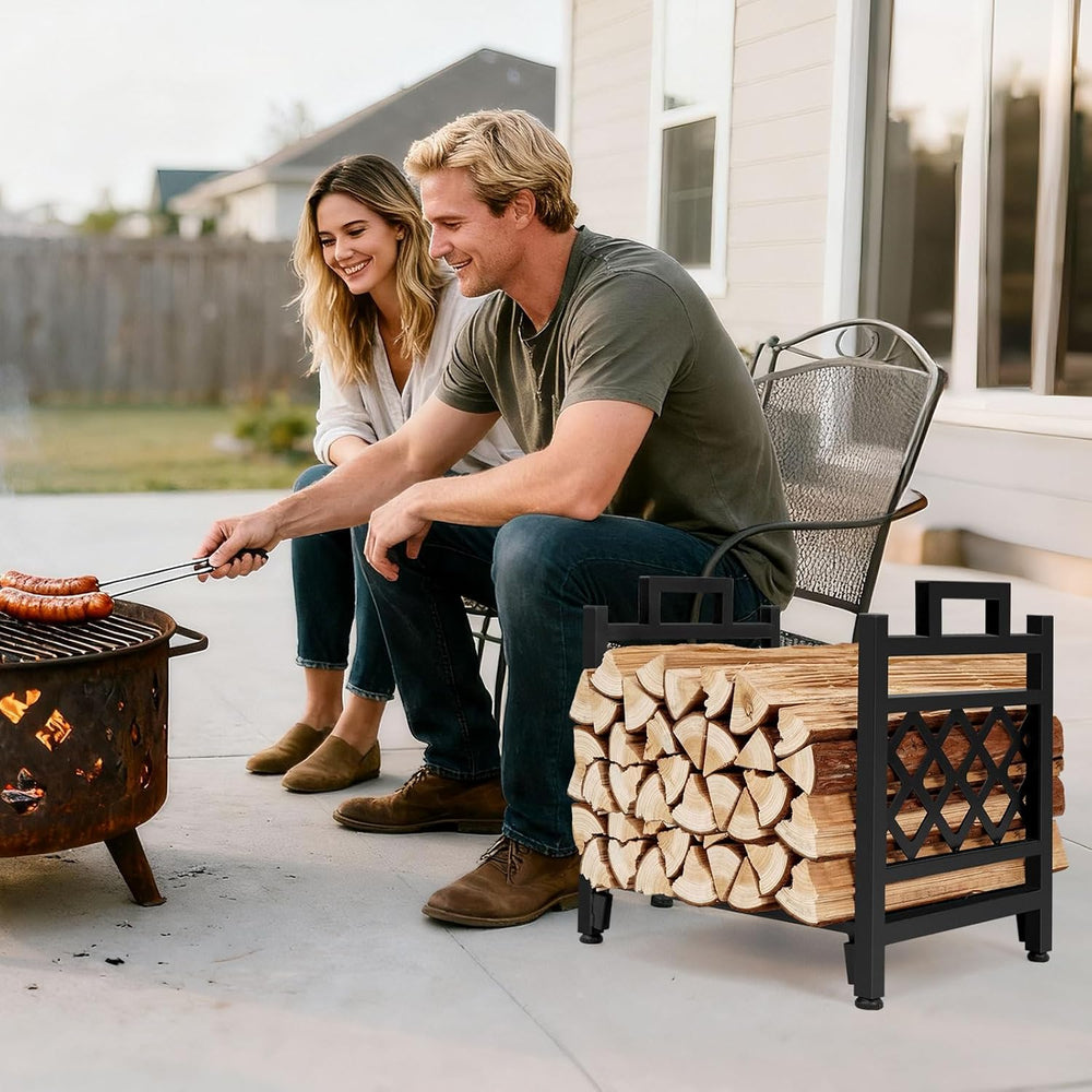 INNO STAGE Firewood Log Rack, Iron Wood Lumber Storage Holder for Fireplace