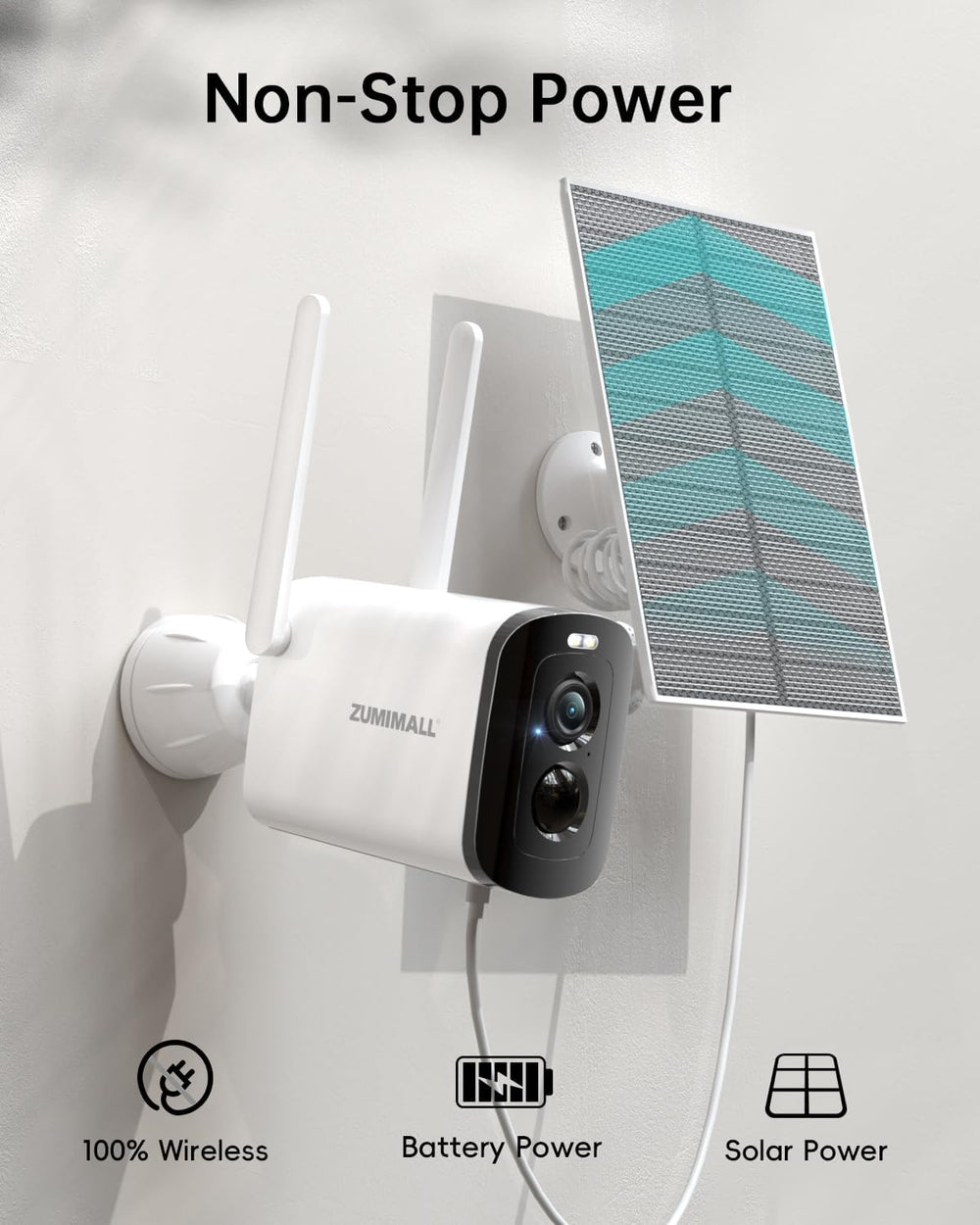 ZUMIMALL 2K Solar Security Cameras Wireless Outdoor - 2 Packs