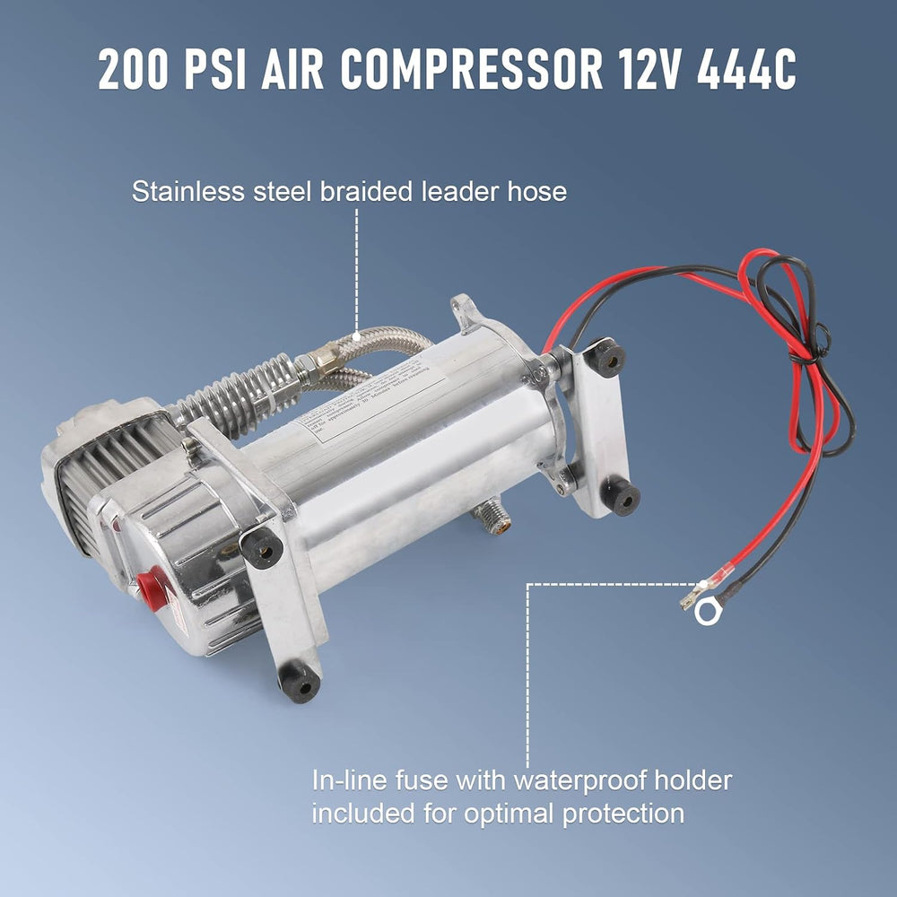 12V 444C 200PSI Chrome Air Compressor for Auto/Motorcycle