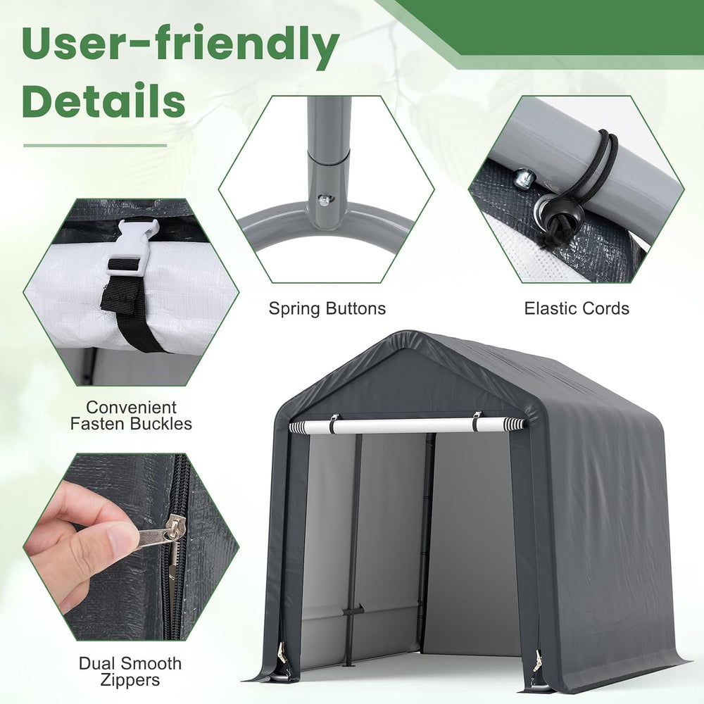 Tangkula 8x6.5Ft Portable Shed, Outdoor Storage Shelter with Waterproof Cover...