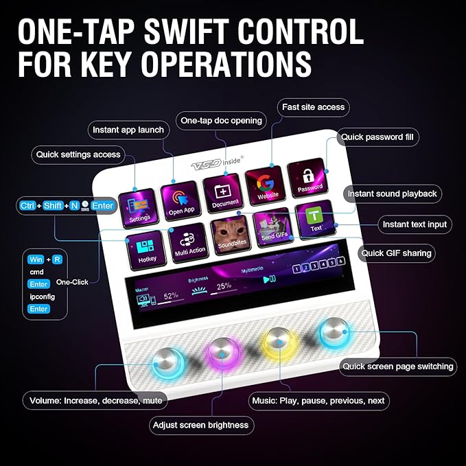 VSDINSIDE Macro Pad, Streaming Deck Stream Controller Soundboard Keypad