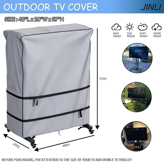 JINLI 45-50 inch outdoor TV trolley cover, courtyard TV cover, Oxford fabric