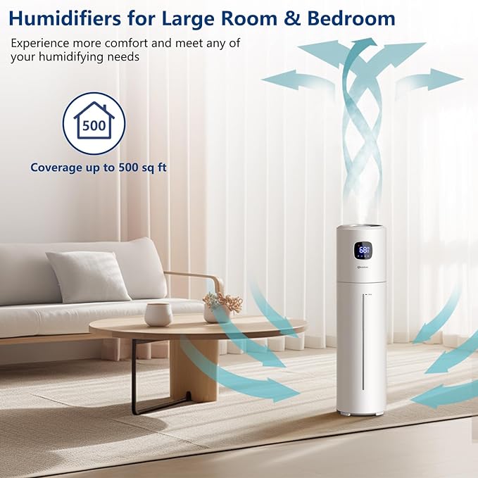 Akeshan Large Humidifiers for Bedroom, 9L/2.5Gal Ultrasonic Cool Mist, Top Fill