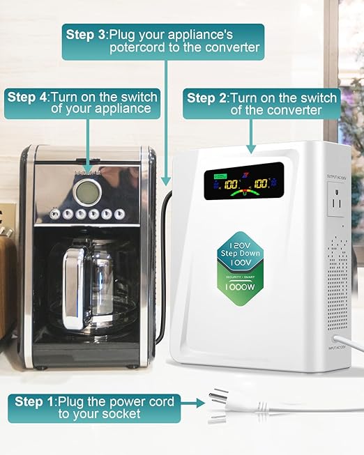 ZHENGXI 120v to 100v Step Down Transformer 1000W Power Voltage Converters