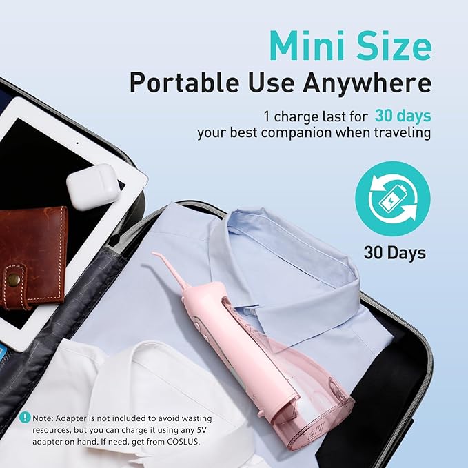 COSLUS Water Dental Flosser Teeth Pick: Portable Cordless Oral Irrigator 300ML