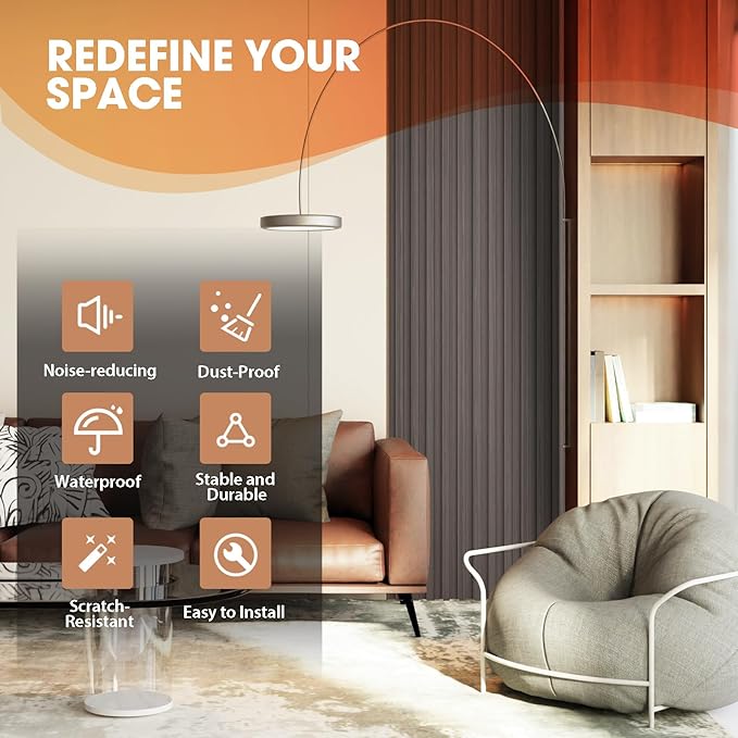 OUZUGIE WPC Acoustic Slat Wall Paneling, Living Room, TV Background, Study Ro...