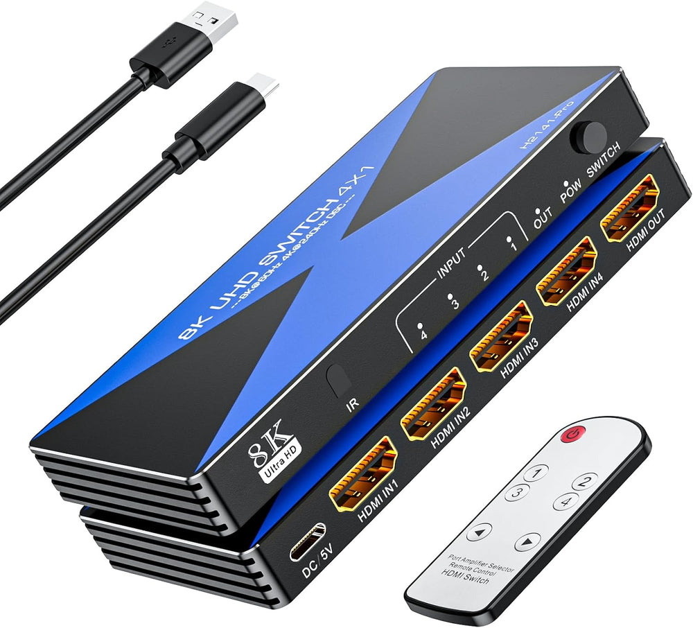 ALYYDBG 8k@60Hz HDMI Switch 4 in 1 Out Supports 4K@120Hz Dynamic HDR10+ HDCP