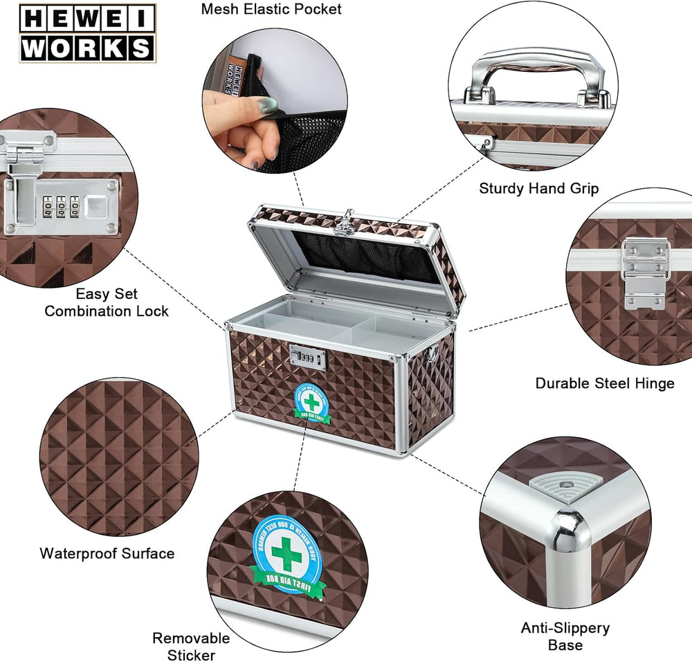Storage Lock Box with Combination Lock, Lockable Medicine Storage Box, Empty ...