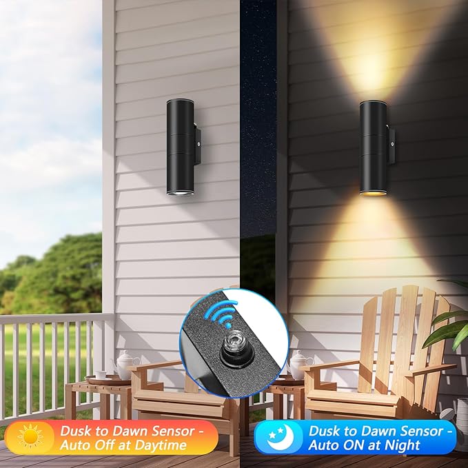 RIDALUX Dusk to Dawn Outdoor Light Fixtures: 4 Pack IP65 Waterproof Exterior