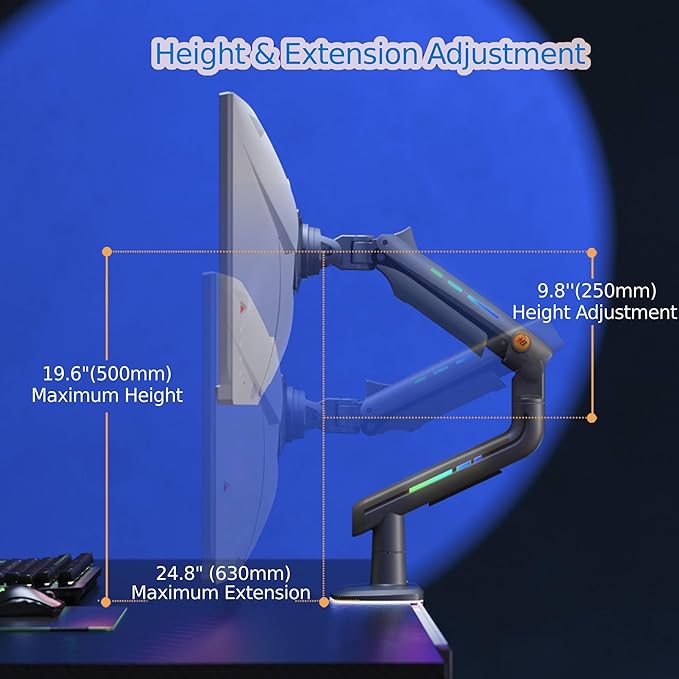 NB Gaming Monitor Arm for Screen up to 60 inches, Holds 44 lbs, VESA 75/100