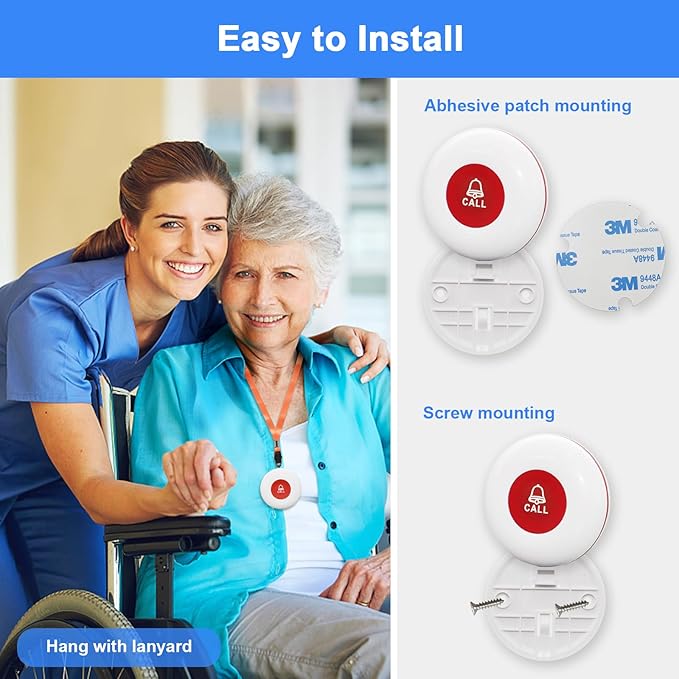 Daytech Wireless Caregiver Pager Wrist Call Button Personal Help Alert Pager