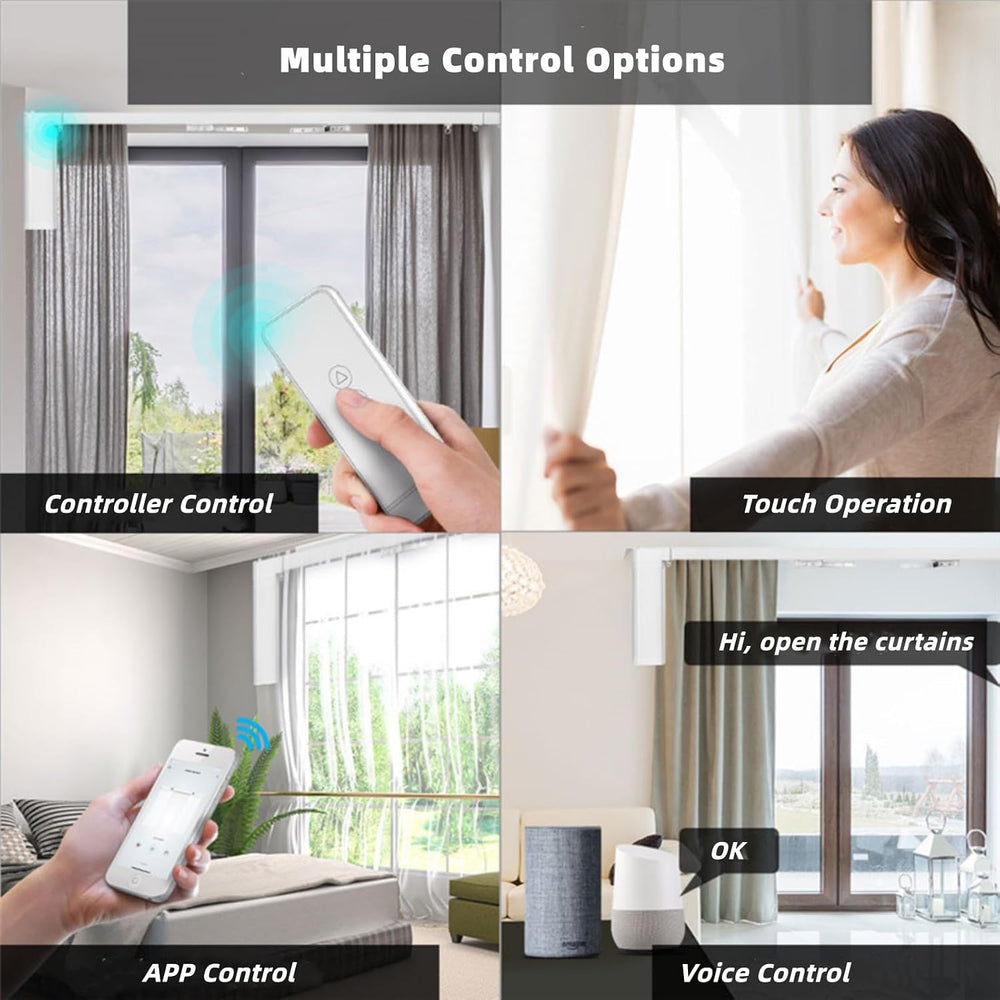 Lemoeyes Electric Curtain Track, Retractable Motorized Curtains Rod From 7-20ft