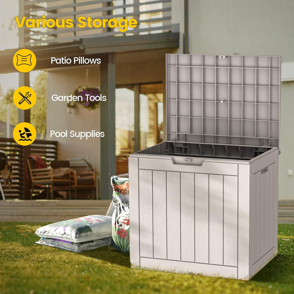 Zapdos 31 Gallon Outdoor Deck Box, Lockable Waterproof Outdoor Storage Boxes ...