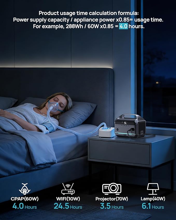 DARAN Portable Power Station 600W, 288Wh Solar Generator LiFePO4 Battery