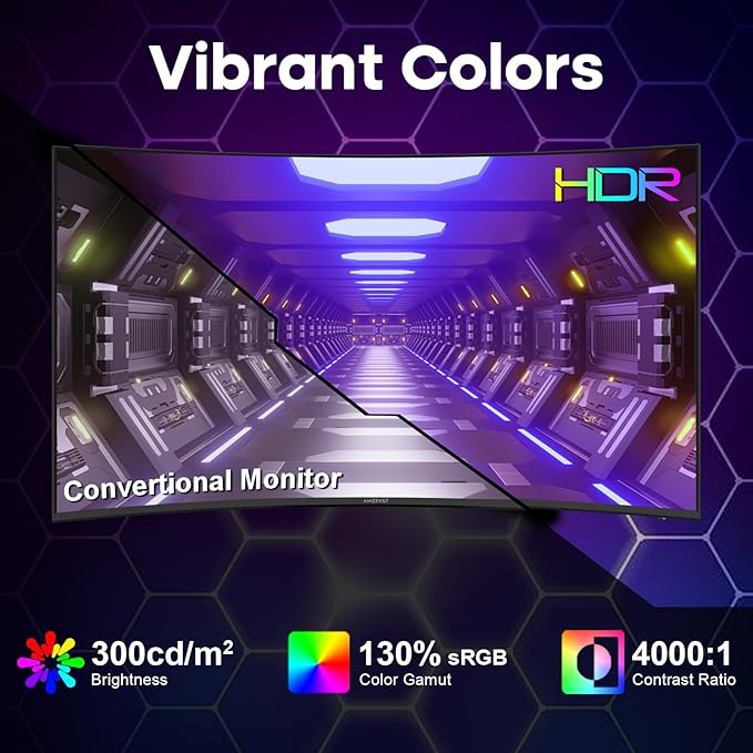 Amzfast 27 inch 240Hz Curved Gaming Monitor, FHD 1080P Monitor Gaming