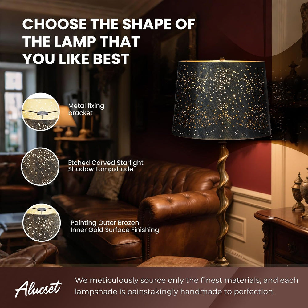 Etched Starlight Metal Lamp Shade Replacement for Table Floor Lamps | Drum La...