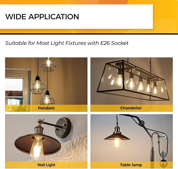 Hizashi Led Edison Bulbs Dimmable, 6W Equivalent 60W, 3000k Soft White (18 Pack)