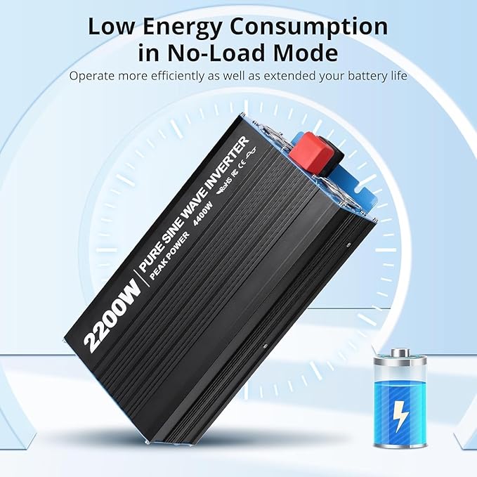 2200W Pure Sine Wave Inverter, 1 USB Port 5v/2.4a, LCD Display&Remote Con...