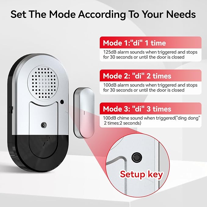 Sanjie Door Alarms When Opened, Door Window Alarm Sensors (8 Pack)