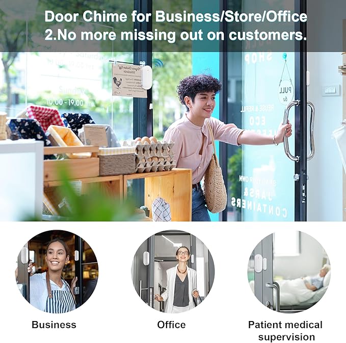 SanJie Door Sensor Chime for Door Opens, Business/Home/Office/Store, 500 FT