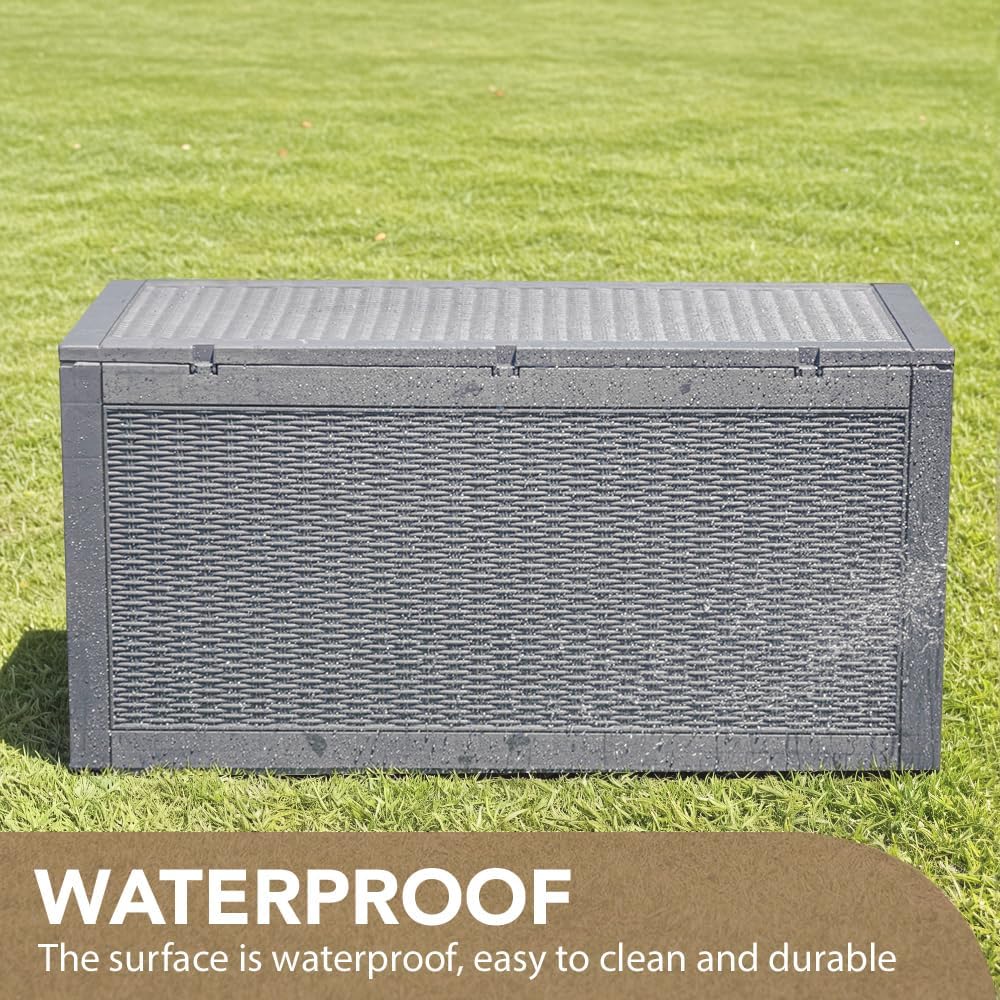 Devoko 95 Gallon Deck Box Large Resin Outdoor Storage Box, Waterproof and UV ...