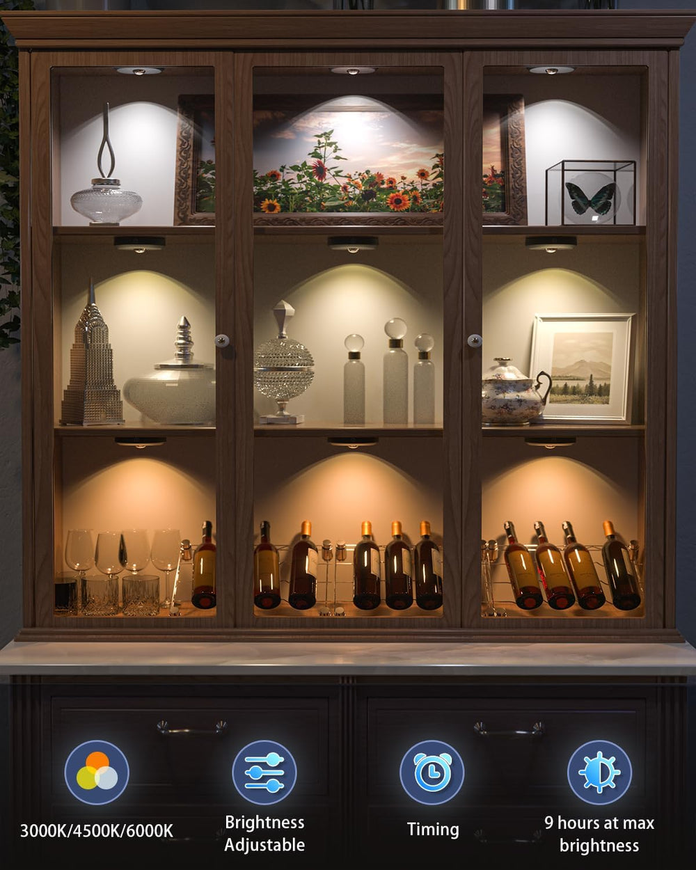 WILLED Puck Lights with Remote Control, Rechargeable Under Cabinet Lights, 12...
