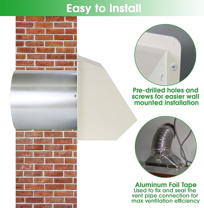 12 Inch Hooded Wall Vent with Screen and Damper, Outdoor Wall Exhaust Vent