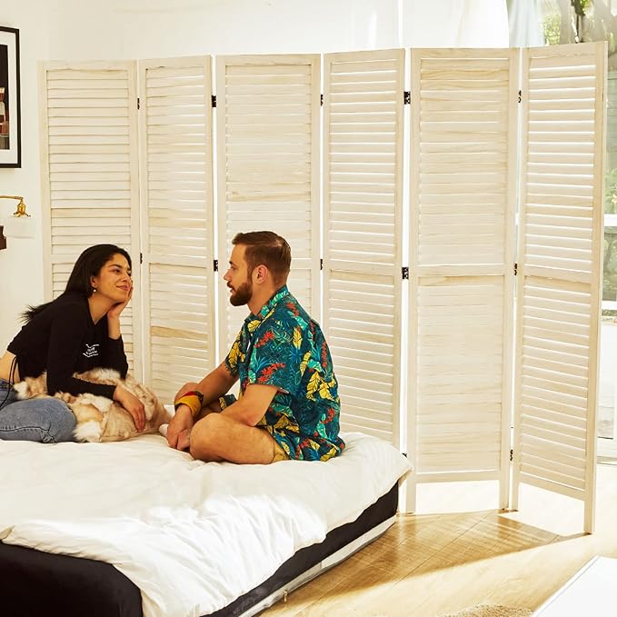 Room Dividers and Folding Privacy Screens, Wood Louvered Separators Divider Wall