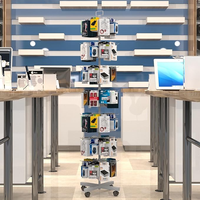 YEOOE Retail Display Racks 7 Tier Spinning Display Stand, Movable Shop Spinner