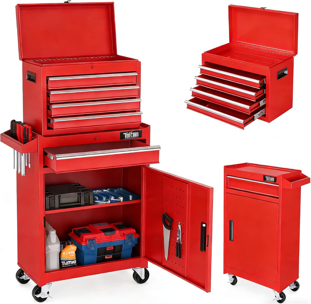 TUFFIOM 5-Drawer Rolling Tool Chest, Tool Storage Cabinet w/Drawers, Lockable...