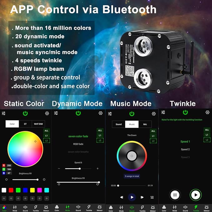 AZIMOM Dual Color High Brightness 50W Twinkle Fiber Optic Light Source RGBW