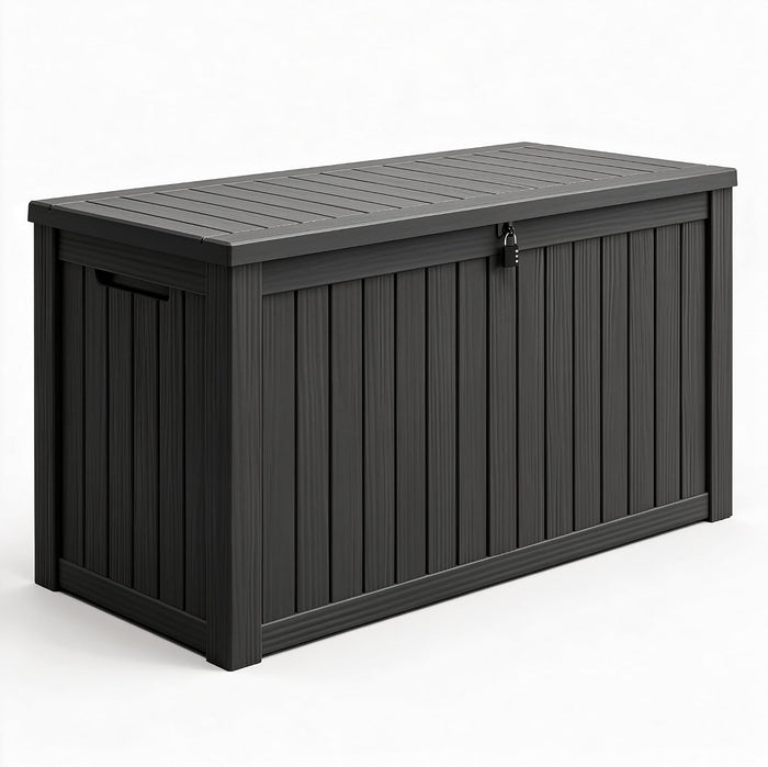 180 Gal Deck Box, Outdoor Storage Box Waterproof Lockable, Gas Lift,Black
