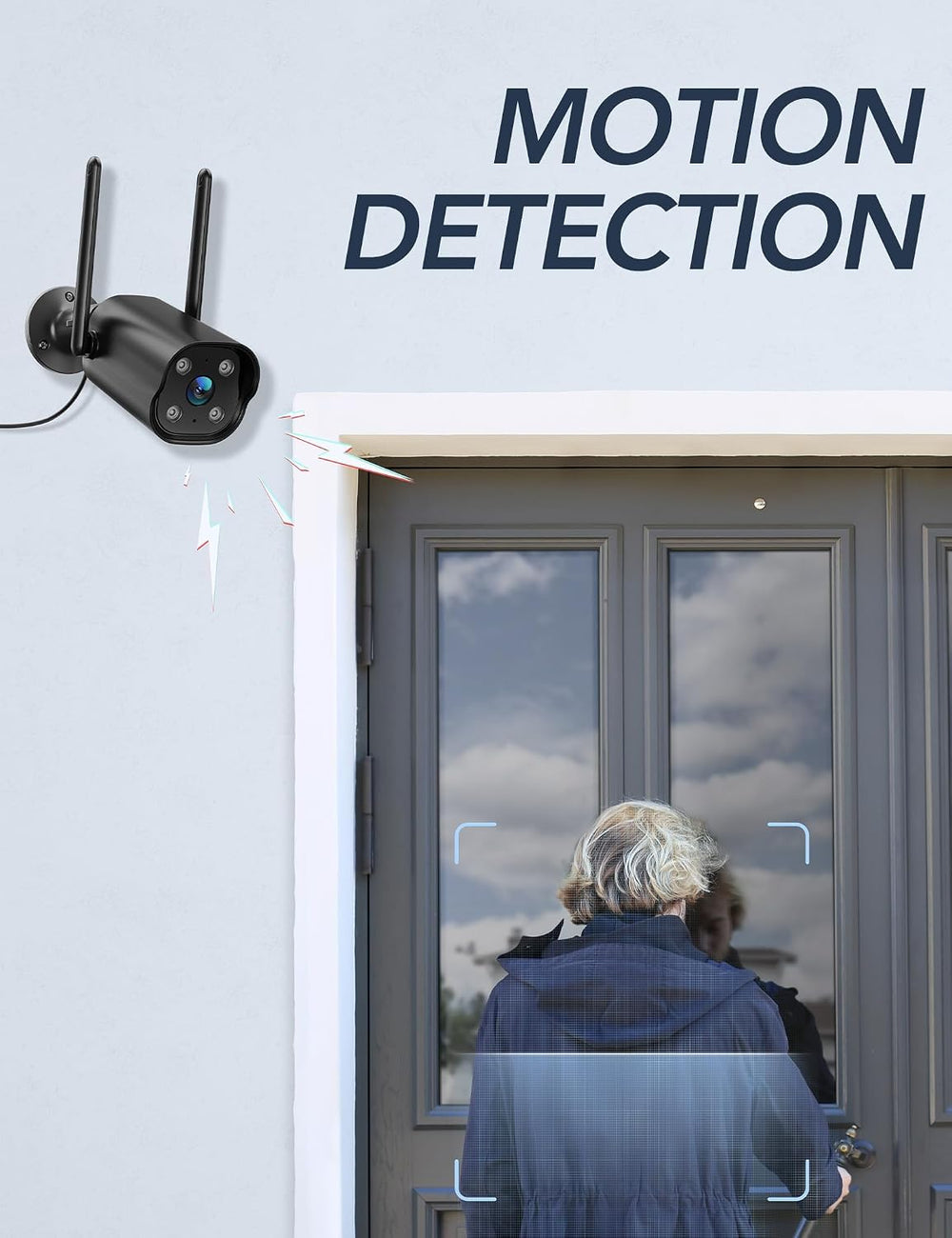 GNCC 2K Outdoor Security Camera, 24/7 Recording, Plug-in, AI, Black-2P