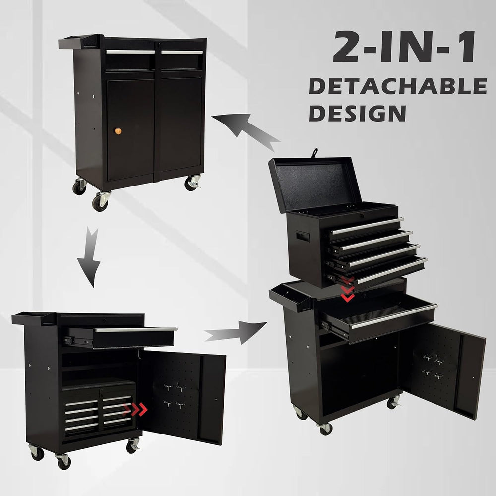 5-Drawer Rolling Tool Chest with Lock, 2-in-1 Detachable Metal