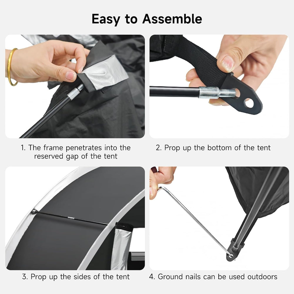 Bike Storage Tent, PU5000 Waterproof Outdoor Shed for 2 Bikes