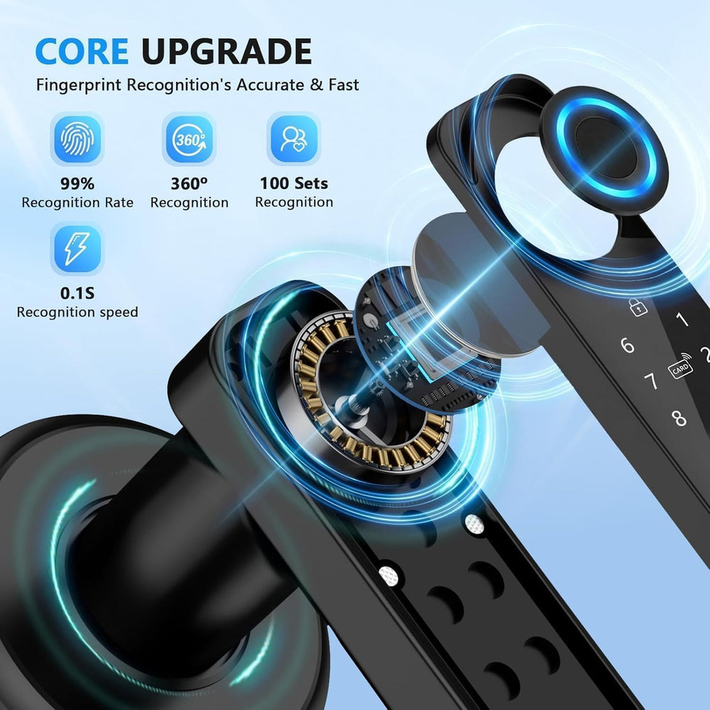 HEI LIANG Fingerprint Door Lock with Keypad & App Control, Matte Black
