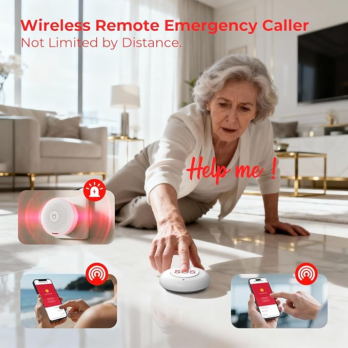 Hapippofa Caregiver Pager Elderly Alert Call Button Life Alert Systems