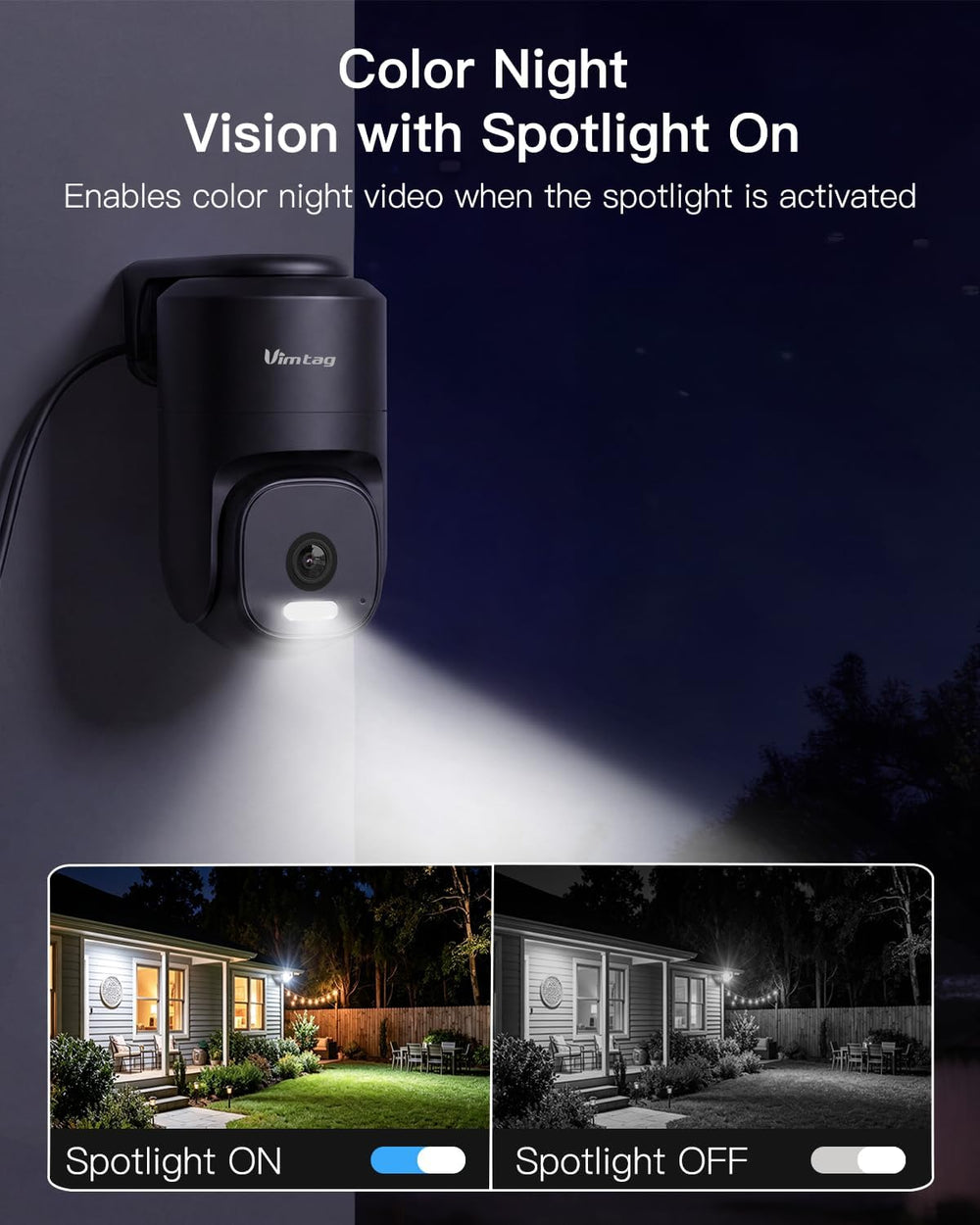 VIMTAG 2.5K Pan/Tilt Wired Outdoor Security Camera for Home, Dual-Band WiFi