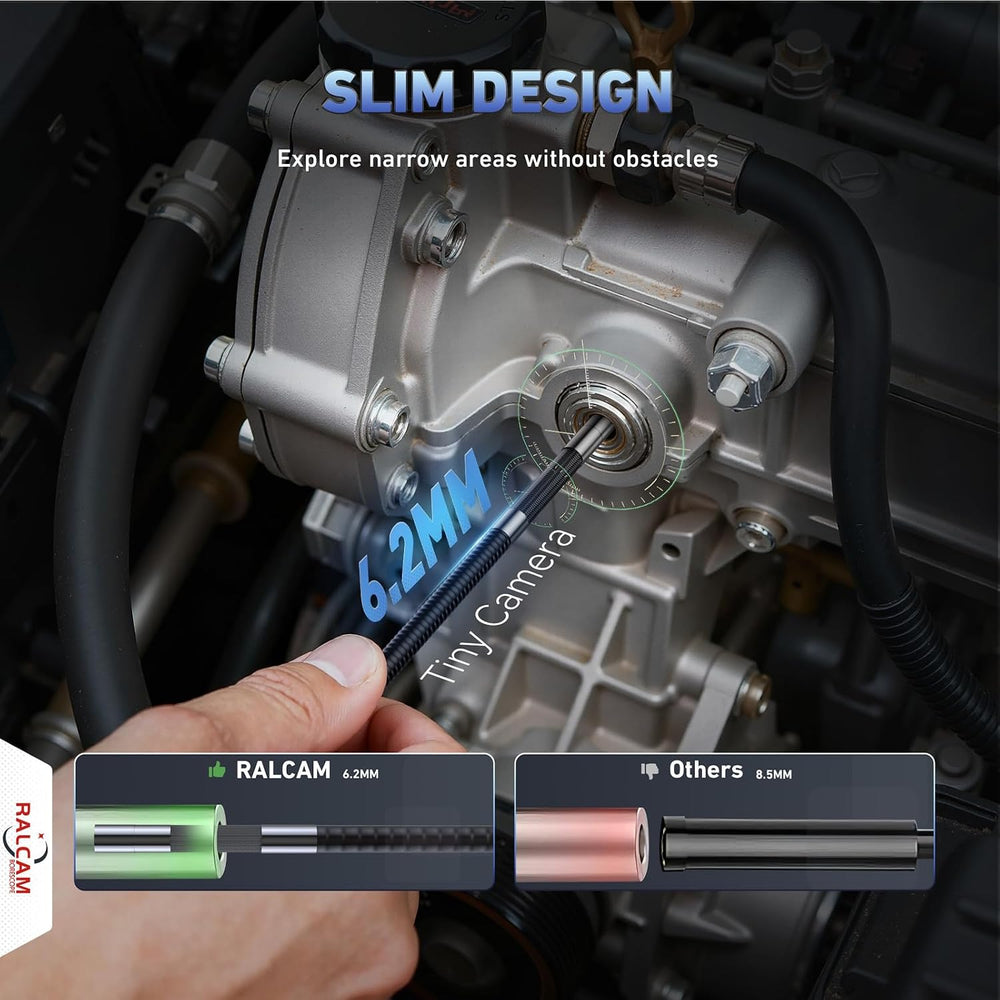 Ralcam 360° Articulating Borescope, 6.2mm/0.24in Slim Probe