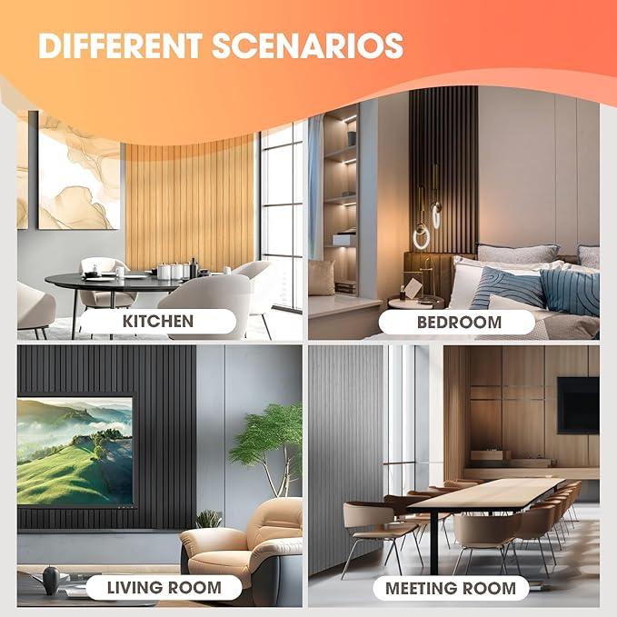 OUZUGIE WPC Acoustic Slat Wall Paneling, Living Room, TV Background, Study Ro...