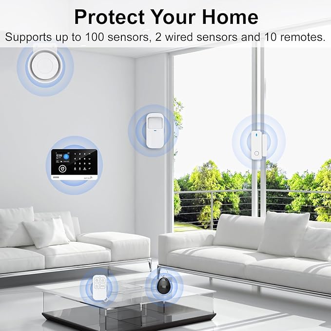 Home Security System, 4G/WiFi GSM SMS Wireless Home Alarm System (12 Pieces)