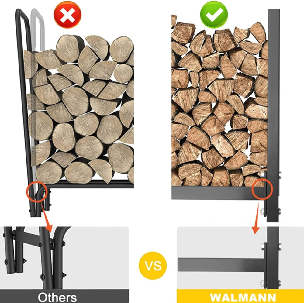 WALMANN 8ft Firewood Rack with Cover, Heavy Duty Firewood Rack