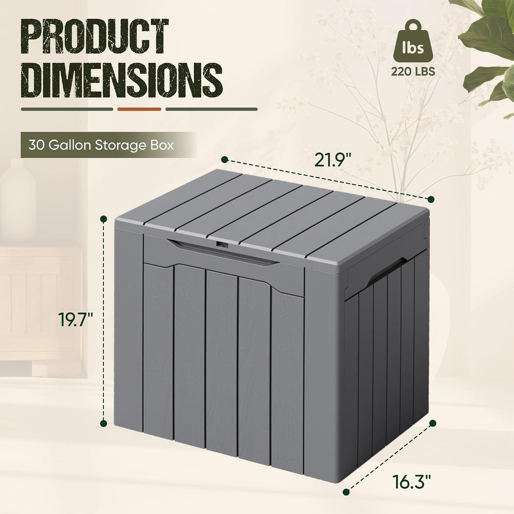 Flamaker Deck Box 30 Gallon, Waterproof Resin Small Storage Box with Lid