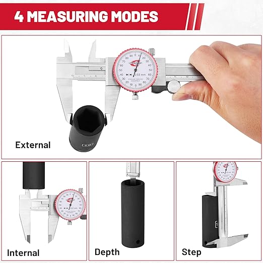 Standard Gage Metric Dial Caliper Measuring Tool 0-150mm Range, Analog