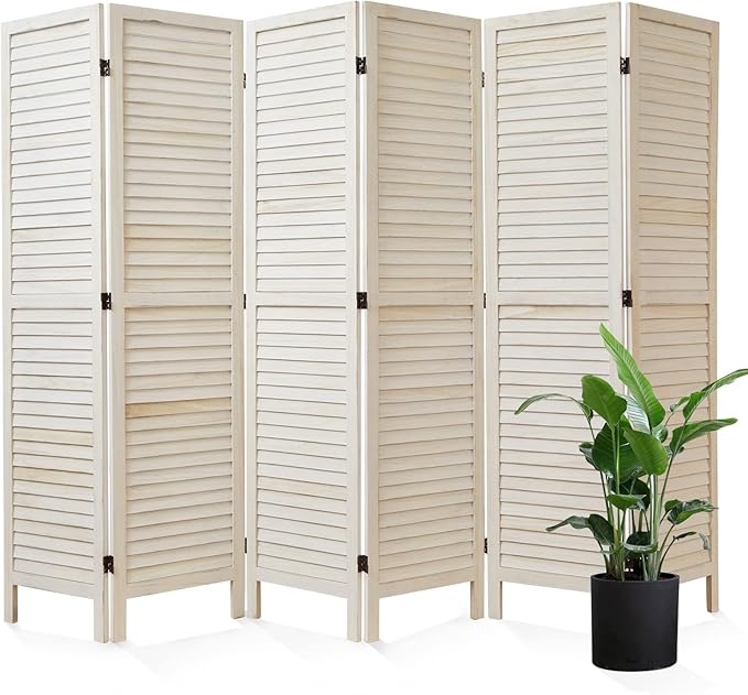 Room Dividers and Folding Privacy Screens, Wood Louvered Separators Divider Wall